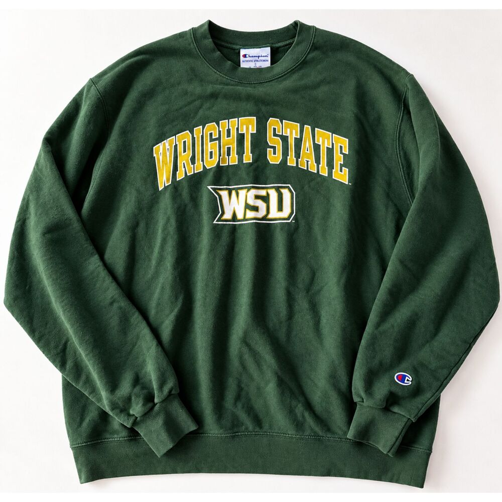 Champion Wright State WSU Raiders Crewneck Sweatshirt Green Men’s L College - Picture 1 of 5